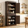 71" Freestanding Kitchen Pantry Cabinet with 4 Doors 2 Large Storage Cabinets And an Additional Drawer for Coffee & Kitchen Supplies