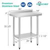 18" x 30" 18-Gauge Stainless Steel Commercial Work Table with 4" Backsplash and Undershelf
