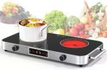 Electric Cooktop 2 Burner Countertop Electric Stove Top Knob Control 2200W 120V