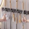 2 Pack Heavy Duty Mop and Broom Holder, Adjustable Gold Metal Wall Mount Cleaning Tool Storage Rack with Hooks for Kitchen, Laundry Room
