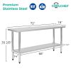 18" x 72" 18-Gauge Stainless Steel Commercial Work Table