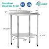 24" x 24" 18-Gauge Stainless Steel Commercial Work Table with 4" Backsplash and Undershelf