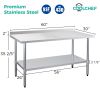 30" x 60" 18-Gauge Stainless Steel Commercial Work Table with 4" Backsplash and Undershelf