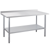 30" x 60" 18-Gauge Stainless Steel Commercial Work Table with 4" Backsplash and Undershelf