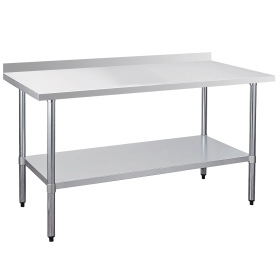 30" x 60" 18-Gauge Stainless Steel Commercial Work Table with 4" Backsplash and Undershelf