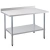 30" x 48" 18-Gauge Stainless Steel Commercial Work Table with 4" Backsplash and Undershelf