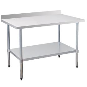 30" x 48" 18-Gauge Stainless Steel Commercial Work Table with 4" Backsplash and Undershelf