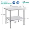 30" x 36" 18-Gauge Stainless Steel Commercial Work Table