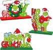 3 Pieces Christmas Table Signs Decorations, Merry Christmas Wooden Centerpiece Ornaments
