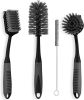 Dish Brush Set of 4 - Kitchen Scrub Brushes with Non-Slip Long Handle for Cleaning, Scrubber, Dishwashing, Dishes, Bottles, Straws, Cups, Pots & Sink