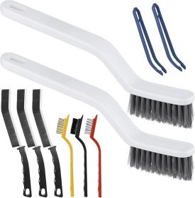 8PCS Grout Cleaner Brush Set,V-Shape Cleaning Supplies Grout Brush Tools,Hard Bristle Crevice Cleaner Brush for Household Use with Clip for Window