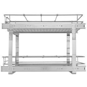 2 Tier 17"Wx21"Dx15"H Pull Out Cabinet Organizer, Heavy Duty Slide Out Pantry Shelves, Steel Roll Out Drawers, Sliding Drawer Storage for Home