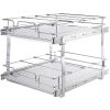 2 Tier 20"Wx21"Dx15"H Pull Out Cabinet Organizer, Heavy Duty Slide Out Pantry Shelves, Steel Roll Out Drawers, Sliding Drawer Storage for Home