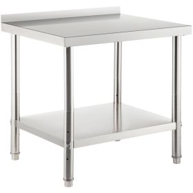 Stainless Steel Prep Table, 36 x 24 x 35 Inch, 440lbs Load Capacity Heavy Duty Metal Worktable with Backsplash and Adjustable Undershelf