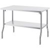 Folding Commercial Prep Table, 48 x 30 Inch Commercial Worktable Workstation with Undershelf