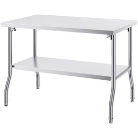 Folding Commercial Prep Table, 48 x 30 Inch Commercial Worktable Workstation with Undershelf
