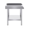 Stainless Steel Work Table, 24 x 24 x 26 Inch Commercial Food Prep Worktable, 3-Sided Backsplash Heavy Duty Prep Worktable