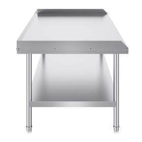 Stainless Steel Work Table, 30 x 60 x 26 Inch Commercial Food Prep Worktable, 3-Sided Backsplash Heavy Duty Prep Worktable