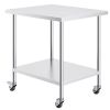 Stainless Steel Work Table 30 x 36 x 38 Inch, with 4 Wheels, 3 Adjustable Height Levels