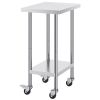 Stainless Steel Work Table 24 x 18 x 38 Inch, with 4 Wheels, 3 Adjustable Height Levels