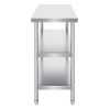 Stainless Steel Food Prep Table, 18 x 48 x 34 Inch Commercial Kitchen Worktable, with 2 Adjustable Undershelf