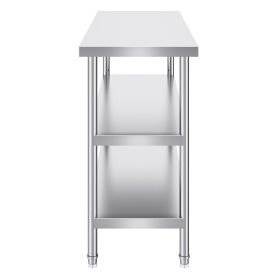 Stainless Steel Food Prep Table, 18 x 48 x 34 Inch Commercial Kitchen Worktable, with 2 Adjustable Undershelf