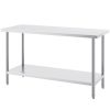 Stainless Steel Prep Table, 24 x 60 x 34 Inch, 840 lbs Load Capacity, Heavy Duty Metal Worktable with 3 Adjustable Height Levels