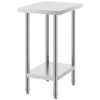 Stainless Steel Prep Table, 24 x 18 x 34 Inch, 640 lbs Load Capacity, Heavy Duty Metal Worktable with 3 Adjustable Height Levels