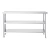 Stainless Steel Food Prep Table, 14 x 60 x 34 Inch Commercial Kitchen Worktable, with 2 Adjustable Undershelf