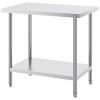 Stainless Steel Prep Table, 24 x 36 x 34 Inch, 750 lbs Load Capacity, Heavy Duty Metal Worktable with 3 Adjustable Height Levels