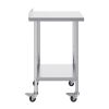 24 x 24 x 40 Inch Stainless Steel Work Table, Commercial Food Prep Worktable with Casters, Heavy Duty Prep Worktable