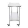 24 x 60 x 40 Inch Stainless Steel Work Table, Commercial Food Prep Worktable with Casters, Heavy Duty Prep Worktable