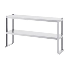 Double Overshelf, Double Tier Stainless Steel Overshelf, 12 x 48 Inch Double Deck Overshelf, Height Adjustable Overshelf Prep Work Table for Kitchen