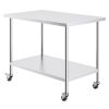 Stainless Steel Work Table 30 x 48 x 38 Inch, with 4 Wheels, 3 Adjustable Height Levels