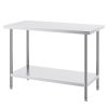 Stainless Steel Prep Table, 24 x 48 x 34 Inch, 800 lbs Load Capacity, Heavy Duty Metal Worktable with 3 Adjustable Height Levels