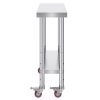 Stainless Steel Work Table 30 x 12 x 34 Inch, 700 LBS Load Capacity with 4 Wheels, 3 Adjustable Height Levels