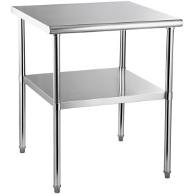 Stainless Steel Prep Table, 30 x 30 x 36 Inch, 800lbs Load Capacity Heavy Duty Metal Worktable with Adjustable Undershelf & Feet