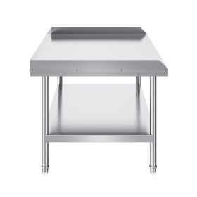 Stainless Steel Work Table, 30 x 48 x 26 Inch Commercial Food Prep Worktable, 3-Sided Backsplash Heavy Duty Prep Worktable