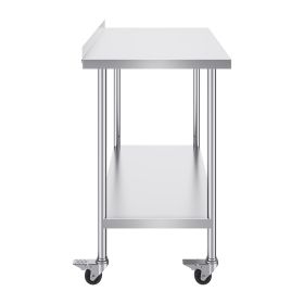 24 x 48 x 40 Inch Stainless Steel Work Table, Commercial Food Prep Worktable with Casters, Heavy Duty Prep Worktable