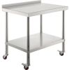 Stainless Steel Prep Table, 36 x 24 x 35 Inch, 440lbs Load Capacity Heavy Duty Metal Worktable with Backsplash Adjustable Undershelf & 4 Casters