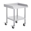 Stainless Steel Work Table, 24 x 24 x 30 Inch Commercial Food Prep Worktable with 4 Wheels, Casters, 3-Sided Backsplash Heavy Duty Prep Worktable
