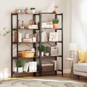 5-Tier Industrial Bookshelf Display Storage Rack with Metal Frame
