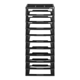 Plastic Storage Organizer, 10-Tier Large Capacity with Organizer Top, Black Frame Only, PP Material Multifunctional Scrapbook Storage