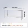 Stainless Steel Prep Table, 24 x 72 x 34 Inch, 880 lbs Load Capacity, Heavy Duty Metal Worktable with 3 Adjustable Height Levels