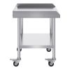 Stainless Steel Work Table, 24 x 28 x 30 Inch Commercial Food Prep Worktable with 4 Wheels, Casters, 3-Sided Backsplash Heavy Duty Prep Worktable
