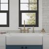 Double Handle 4-Holes Deck Mount Bridge Kitchen Faucet with Side Sprayer Sink Faucet 360 Swivel Spout in Brushed Gold