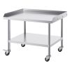 Stainless Steel Work Table, 30 x 36 x 30 Inch Commercial Food Prep Worktable with 4 Wheels, Casters, 3-Sided Backsplash Heavy Duty Prep Worktable