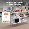 Stainless Steel Food Prep Table, 18 x 48 x 34 Inch Commercial Kitchen Worktable, with 2 Adjustable Undershelf