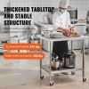 Stainless Steel Work Table 30 x 18 x 38 Inch, with 4 Wheels, 3 Adjustable Height Levels