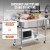 24 x 48 x 40 Inch Stainless Steel Work Table, Commercial Food Prep Worktable with Casters, Heavy Duty Prep Worktable